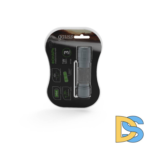 Ручной светодиодный фонарь Gauss от батареек 110х30 50 лм GF106