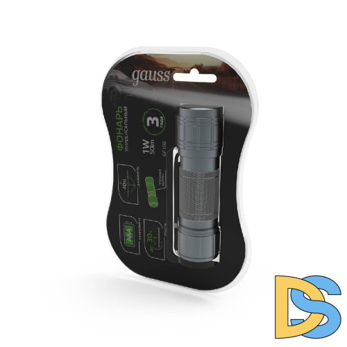 Ручной светодиодный фонарь Gauss от батареек 110х30 50 лм GF106