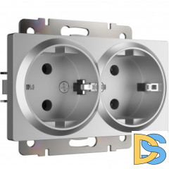 Розетка двойная с заземлением (серебряный) W1172006