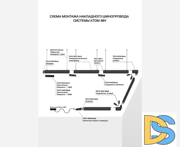 Шинопровод накладной Italline Atom IT012-5031 black