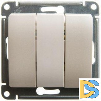 Выключатель 3-клавишный, Молочный, серия Glossa, Schneider Electric