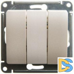 Выключатель 3-клавишный, Молочный, серия Glossa, Schneider Electric