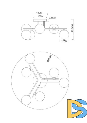 Потолочная люстра Arte Lamp Gemini A2243PL-6BK