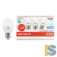 Лампа светодиодная Gauss E27 7W 4100K матовая 53227T