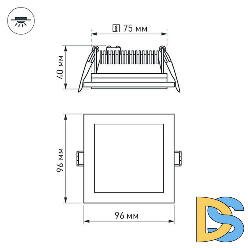 Встраиваемый светодиодный светильник Arlight LT-S96x96WH 6W Day White 014934