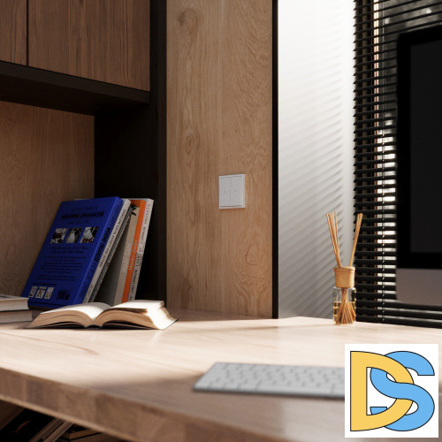 Выключатель встраиваемый VOLTUM S70 для жалюзи 10А, (белый глянцевый)