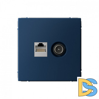 Розетка двойная ТВ + компьютерная RJ45, кат. 5Е, Schneider Electric Art Gallery, цвет Аквамарин, GAL001189