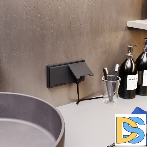 Розетка встраиваемая VOLTUM S70 с заземлением, защитными шторками и крышкой 16А, (графит)