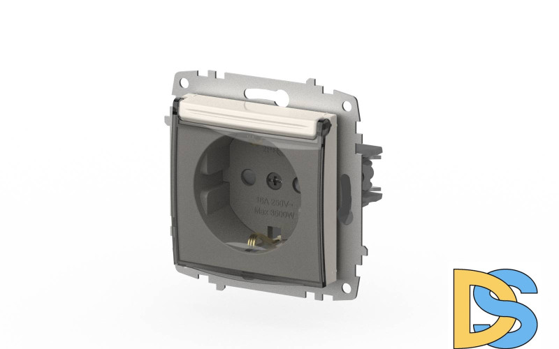 Розетка с крышкой, заземлением и защитой от детей ELBI Zena Vega 609-010200-219