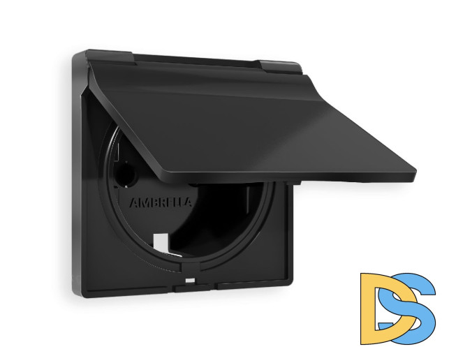 Лицевая панель для розетки с/з со шторками и крышкой Ambrella Volt Alfa AP8080