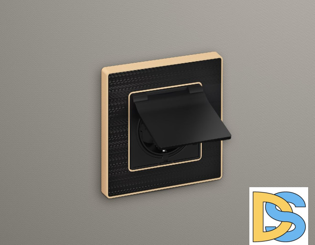 Лицевая панель для розетки с/з со шторками и крышкой Ambrella Volt Alfa AP8080