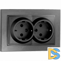 Розетка двойная з заземлення Mono Electric Despina 16А 250В графит 102-202004-120