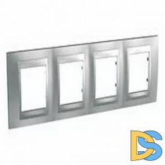 Рамка 4-ая (четверная), Хром матовый/Алюминий (металл), серия UNICA TOP/CLASS, Schneider Electric