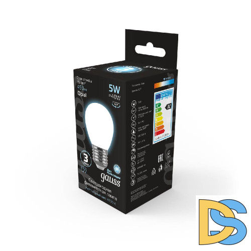Лампа светодиодная филаментная Gauss E27 5W 4100К матовая 105202205