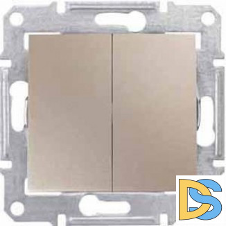 Выключатель 2-клавишный проходной (с двух мест), Титан, серия Sedna, Schneider Electric