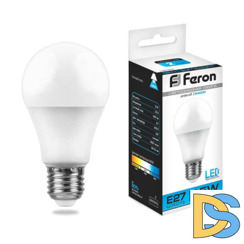 Лампа светодиодная Feron E27 15W 6400K Шар Матовая LB-94 25630