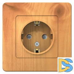 Розетка 1-ая электрическая, с заземлением и защитными шторками, Ясень,