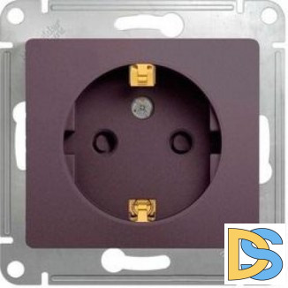 Розетка 1-ая электрическая, с заземлением и защитными шторками, Сиреневый туман, серия Glossa, Schneider Electric