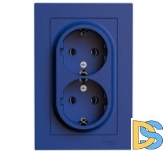 Розетка 2-ая с заземлением ,Аквамарин, серия Atlas Design, Schneider Electric