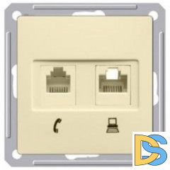 Розетка телефонная+компьютерная RJ-11/RJ-45 кат. 5e, Бежевый, серия Wessen 59, Schneider Electric