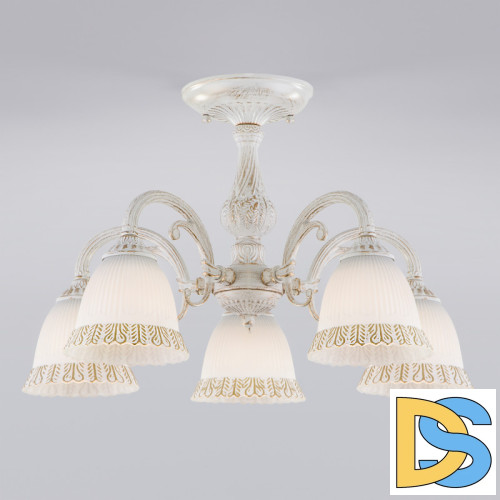 Люстра на штанге Eurosvet 60107/5 белый с золотом