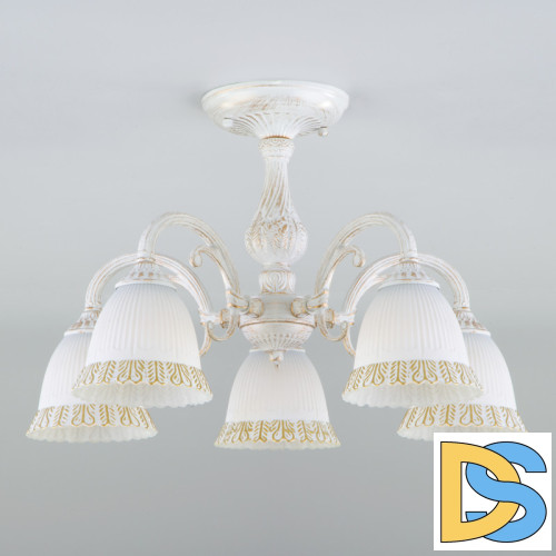 Люстра на штанге Eurosvet 60107/5 белый с золотом