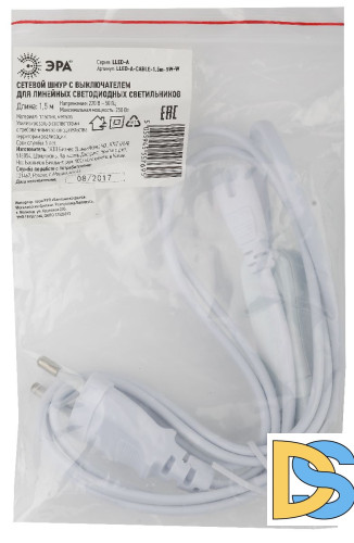 Сетевой шнур c выключателем Эра LLED-A-CABLE-1.5m-SW-W Б0025694
