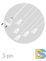 Разветвитель сетевой для линейных светильников Эра Разветвитель 5х IEC C5 2 м Б0059055