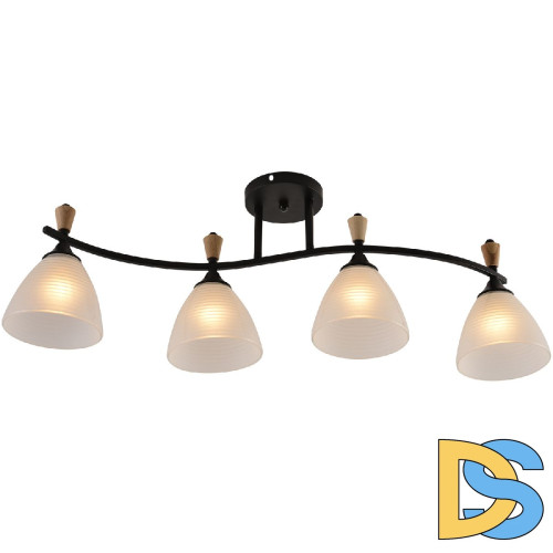 Потолочная люстра Reluce 01589-3.3-04B BK+WOOD