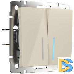 Выключатель двухклавишный Werkel проходной с подсветкой (слоновая кость) W1122103