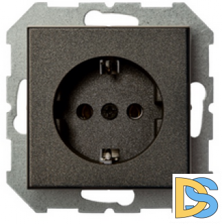 Розетка с заземлением, со шторками Epsilon антрацит
