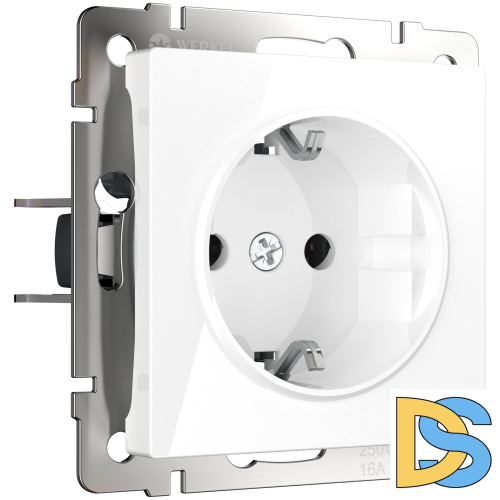 Розетка с заземлением и шторками Werkel (белый) W1171101
