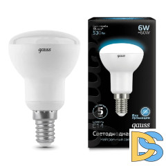 Лампа светодиодная рефлекторная Gauss E14 6W 4100K матовая 106001206