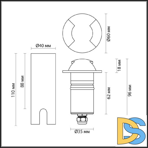 Грунтовый светильник Odeon Light Nature Wald 6662/2GL3