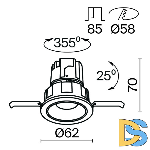 Встраиваемый светильник Maytoni Wise DL057-7W3K-B