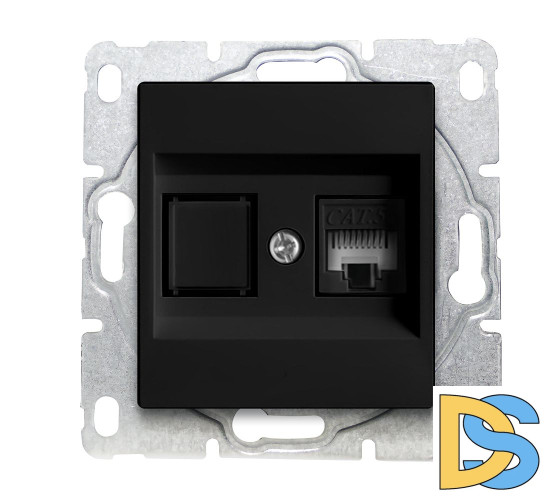 Розетка для сетевого кабеля LAN без рамки черная Vesta-Electric Black