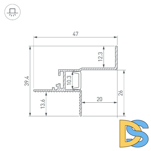 Алюминиевый профиль Arlight СEIL-S12-SHADOW-20-SIDE-3000 WHITE 052241