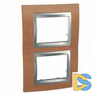 Рамка 2-ая (двойная) вертикальная, Дерево Вишня/Алюминий, серия UNICA TOP/CLASS, Schneider Electric