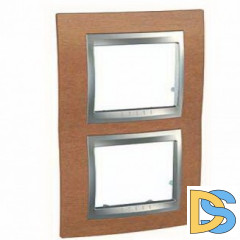 Рамка 2-ая (двойная) вертикальная, Дерево Вишня/Алюминий, серия UNICA TOP/CLASS, Schneider Electric