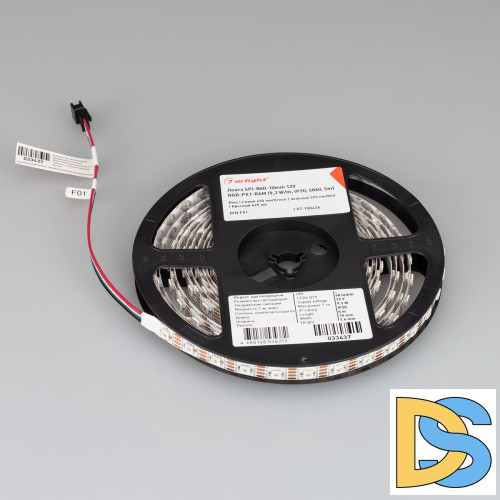 Светодиодная лента Arlight SPI-B60-10mm 12V RGB-PX1-RAM (9.3 W/m, IP20, 5060, 5m) 033437