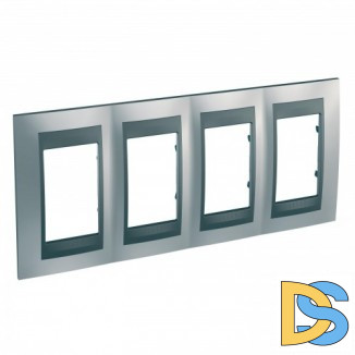 Рамка 4-ая (четверная), Хром матовый/Графит (металл), серия UNICA TOP/CLASS, Schneider Electric