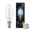 Лампа светодиодная филаментная Gauss E14 9W 4100К прозрачная 103801209