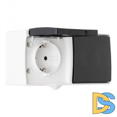 Розетка с заземлением и шторками + выключатель одноклавишный Arte Milano 309.52-1.grey