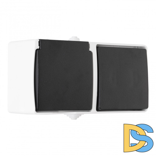 Розетка с заземлением и шторками + выключатель одноклавишный Arte Milano 309.52-1.grey