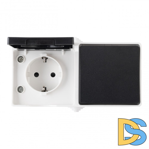 Розетка с заземлением и шторками + выключатель одноклавишный Arte Milano 309.52-1.grey