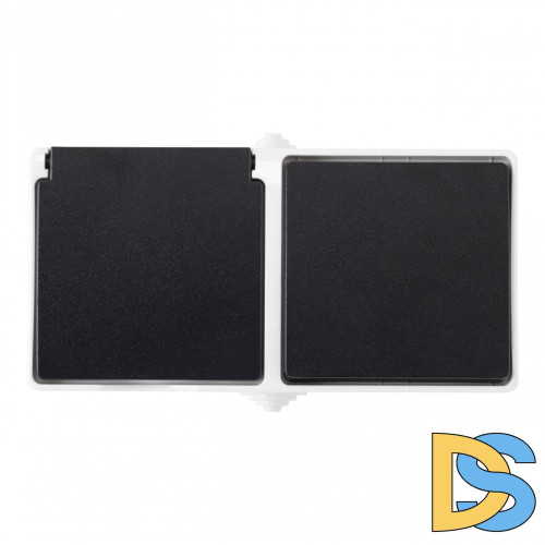 Розетка с заземлением и шторками + выключатель одноклавишный Arte Milano 309.52-1.grey