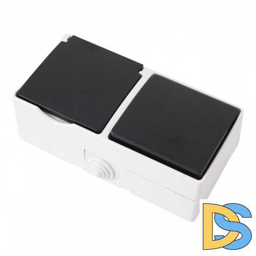 Розетка с заземлением и шторками + выключатель одноклавишный Arte Milano 309.52-1.grey