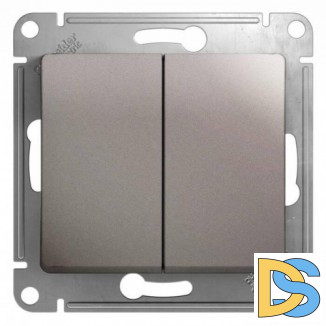 Выключатель 2-клавишный, Платина, серия Glossa, Schneider Electric