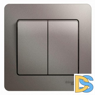 Выключатель 2-клавишный, Платина, серия Glossa, Schneider Electric