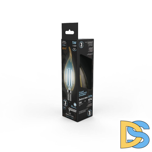 Лампа светодиодная филаментная Gauss E14 5W 4100K золотая 104801805